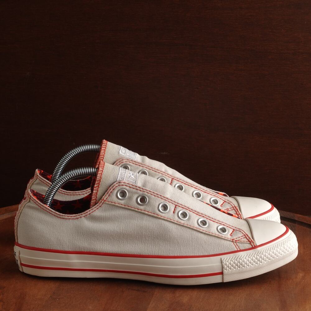 Converse Sneakers Unisex SZ M8 W10 Beige Red Go Cougs WSU Washington State Shoes